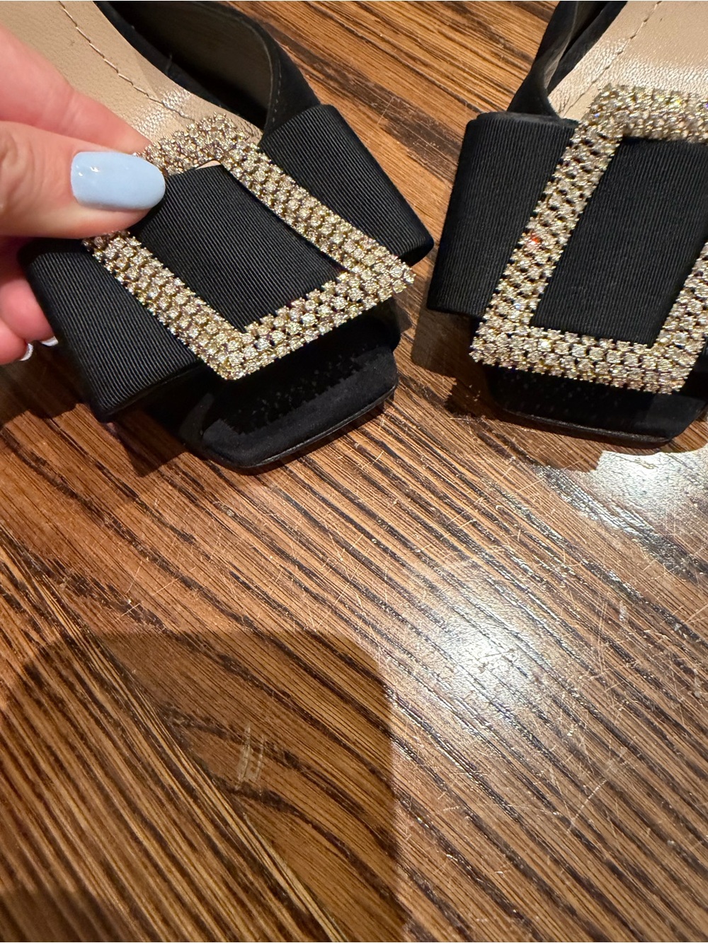 Dior Black Satin D’Orsay Pumps with Crystal Buckle - Picture 4 of 13